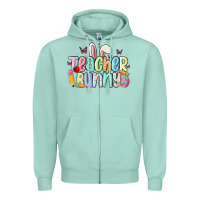 Seafoam teacher bunny Zipper Hoodie - MaliasSmallBusiness
