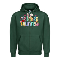 Sports Green teacher bunny Zipper Hoodie - MaliasSmallBusiness