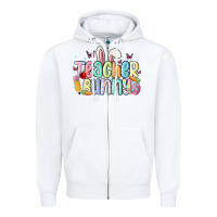 White teacher bunny Zipper Hoodie - MaliasSmallBusiness