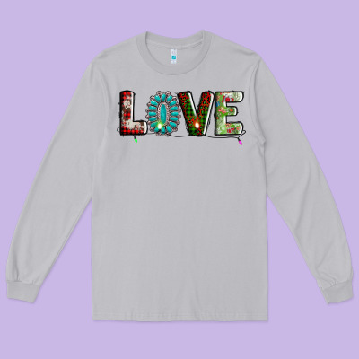 Love Christmas Gemstone Long Sleeve Tee Designed By Adodesignshop