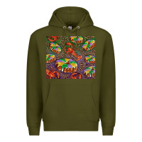 Army Green mardi gras king cake and crawfish Premium Hoodie - RanaPortraitStore