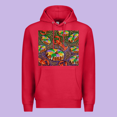 Mardi Gras King Cake And Crawfish Premium Hoodie Designed By Ranaportraitstore