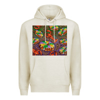 Oatmeal Heather mardi gras king cake and crawfish Premium Hoodie - RanaPortraitStore