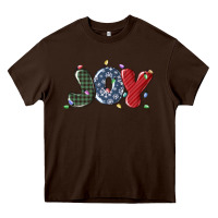 Chocolate Brown joy christmas lights Heavy Core Tee - MaliasSmallBusiness