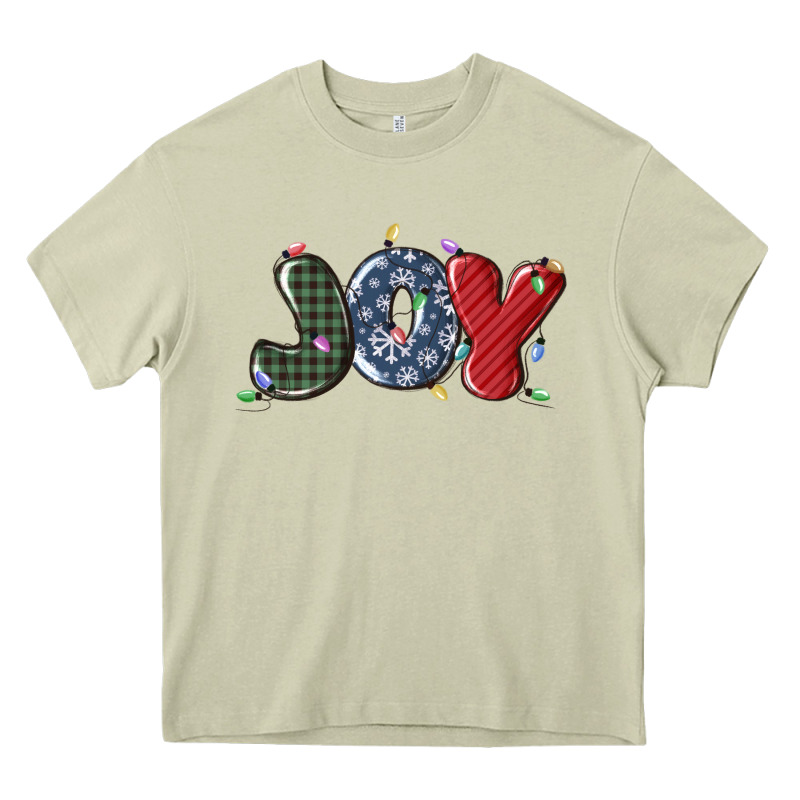 Joy Christmas Lights Heavy Core Tee by MaliasSmallBusiness | Teevron