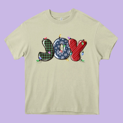 Joy Christmas Lights Heavy Core Tee Designed By Maliassmallbusiness