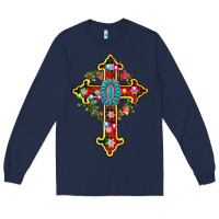 Navy christmas cross Long Sleeve Tee - AdoDesignShop