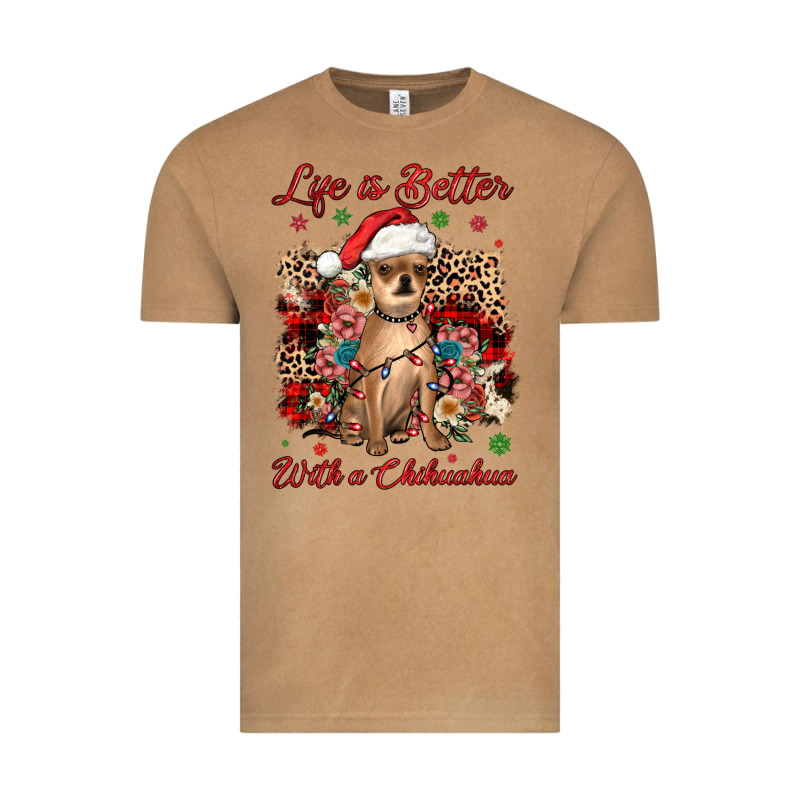 Christmas Life Is Better With A Chihuahua Vintage Tee by JahusDesignShop | Teevron