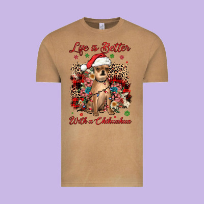Christmas Life Is Better With A Chihuahua Vintage Tee Designed By Jahusdesignshop