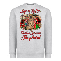 Heather Grey Christmas life is better with a german shepherd Heavyweight Sweatshirt - JahusDesignShop