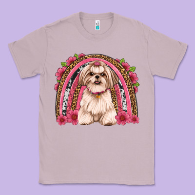 Shih Tzu Floral Rainbow Classic Tee Designed By Artiststas