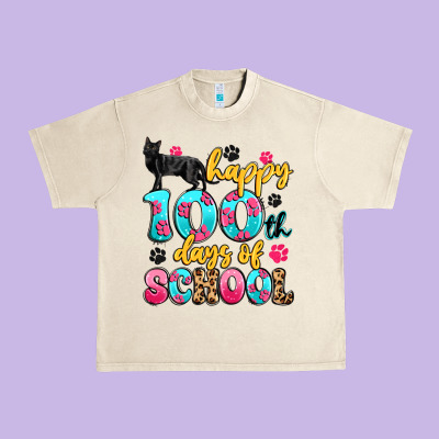 Happy 100th Days Of School Cat Urban Heavy Tee Designed By Artiststas