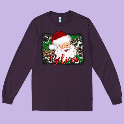 Believe Santa Long Sleeve Tee Designed By Adodesignshop