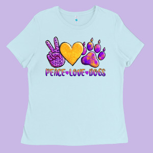 Peace Love Dogs Ladies Tee Designed By Adodesignshop