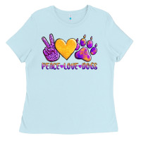 Baby Blue peace love dogs Ladies Tee - AdoDesignShop