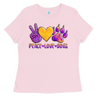 Bubblegum Pink peace love dogs Ladies Tee - AdoDesignShop