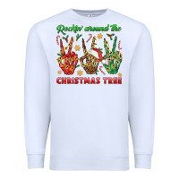 White Rockin' Around The Christmas Tree Premium Sweatshirt - BundleAndBundleShop