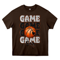 Chocolate Brown game day basketball bal Heavy Core Tee - MaliasSmallBusiness
