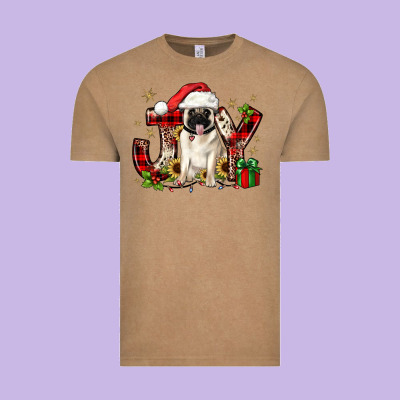 Christmas Joy Pug Vintage Tee Designed By Jahusdesignshop