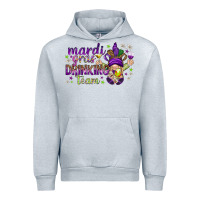 Heather Grey Mardi Gras drinking team with gnome Urban Hoodie - HowdyJamesFarm