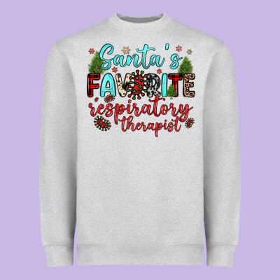 Santa S Favorite Respiratory Therapist Heavyweight Sweatshirt Designed By Jahusdesignshop