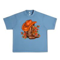 Pebble Blue orange  cowgirl  and roses Urban Heavy Tee - AdoDesignShop