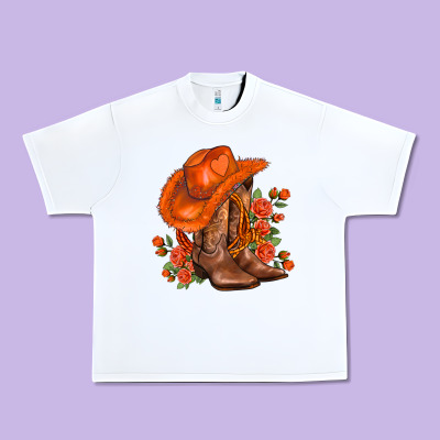 Orange  Cowgirl  And Roses Urban Heavy Tee Designed By Adodesignshop