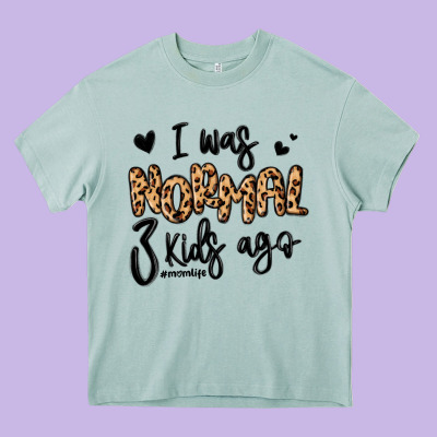 I Was Normal Three Kids Ago Momlife Heavy Core Tee Designed By Maliassmallbusiness