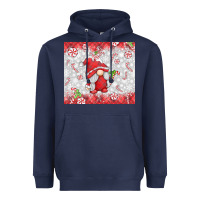 Navy candy cane gnome Heavyweight Hoodie - MaliasSmallBusiness
