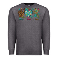 Charcoal Heather Peace Love Cross Premium Sweatshirt - BundleAndBundleShop