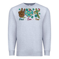 Heather Grey Peace Love Cross Premium Sweatshirt - BundleAndBundleShop