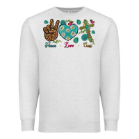 Oatmeal Heather Peace Love Cross Premium Sweatshirt - BundleAndBundleShop
