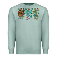 Seafoam Peace Love Cross Premium Sweatshirt - BundleAndBundleShop