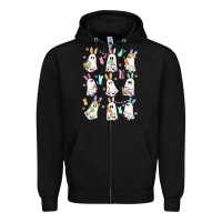 Black bunny ghost Zipper Hoodie - MaliasSmallBusiness