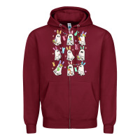 Burgundy bunny ghost Zipper Hoodie - MaliasSmallBusiness