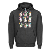 Charcoal Heather bunny ghost Zipper Hoodie - MaliasSmallBusiness