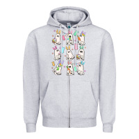 Heather Grey bunny ghost Zipper Hoodie - MaliasSmallBusiness