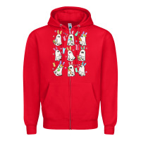 Red bunny ghost Zipper Hoodie - MaliasSmallBusiness