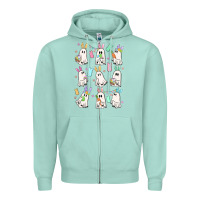 Seafoam bunny ghost Zipper Hoodie - MaliasSmallBusiness
