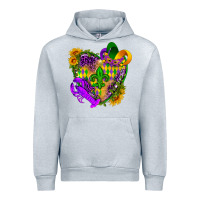 Heather Grey Mardi Gras heart Urban Hoodie - HowdyJamesFarm
