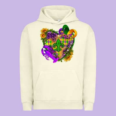 Mardi Gras Heart Urban Hoodie Designed By Howdyjamesfarm