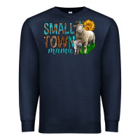 Navy Small Town Mama With Sheeps Premium Sweatshirt - BundleAndBundleShop