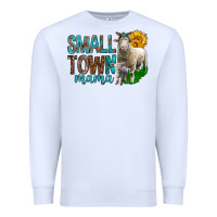 White Small Town Mama With Sheeps Premium Sweatshirt - BundleAndBundleShop