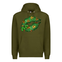 Army Green Green and Leopard Patterned Irish Day Lips Premium Hoodie - Bettercallsaul