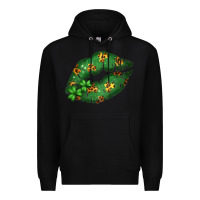 Black Green and Leopard Patterned Irish Day Lips Premium Hoodie - Bettercallsaul