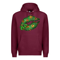 Burgundy Green and Leopard Patterned Irish Day Lips Premium Hoodie - Bettercallsaul