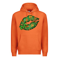 Carrot Green and Leopard Patterned Irish Day Lips Premium Hoodie - Bettercallsaul