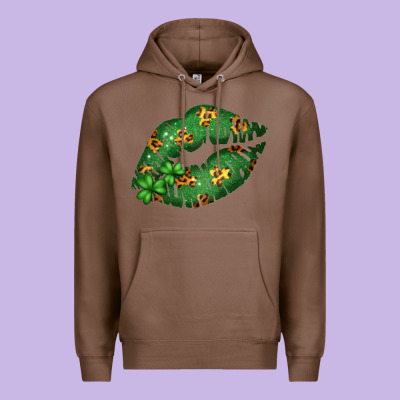Green And Leopard Patterned Irish Day Lips Premium Hoodie Designed By Bettercallsaul