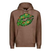 Chestnut Green and Leopard Patterned Irish Day Lips Premium Hoodie - Bettercallsaul