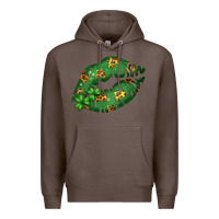 Coffee Green and Leopard Patterned Irish Day Lips Premium Hoodie - Bettercallsaul